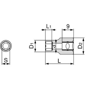 "TONE" 1/4" DR. SOCKET 6PT. 9/16"